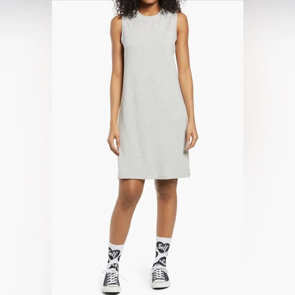 BP by Nordstrom Grey Pullover French Terry Tank Dress